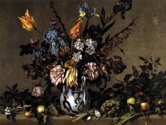 Still-Life with Flowers, Artichokes and Fruit, Antonio Ponce